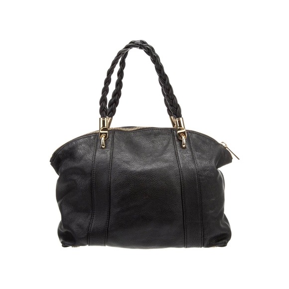 MICHAEL KORS ❤️ Black Leather Satchel Bag with MK Bag Charm - Picture 2 of 10